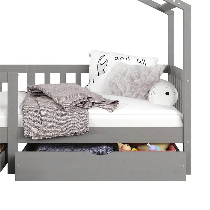 Hausbett ELEA In 90 X 200 Cm Aus Massiver Kiefer Mit Schubladen In Grau 8 Hausbett ELEA In 90 X 200 Cm Aus Massiver Kiefer Mit Schubladen In Grau – Bild 6