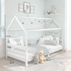 Hausbett FINA In 90 X 200 Cm Aus Massiver Kiefer In Weiß 10 Hausbett FINA In 90 X 200 Cm Aus Massiver Kiefer In Weiß -Möbelhaus 71341 AC2