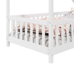 Hausbett CORA In 90 X 200 Cm Aus Massiver Kiefer Mit Rausfallschutz In Weiß -Möbelhaus 71351 4