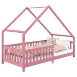 Hausbett CORA In 90 X 200 Cm Aus Massiver Kiefer Mit Rausfallschutz In Rosa