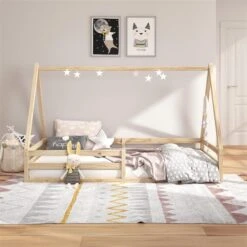 Hausbett SILA In 90 X 200 Aus Massiver Kiefer In Naturfarben -Möbelhaus 71360 AC1