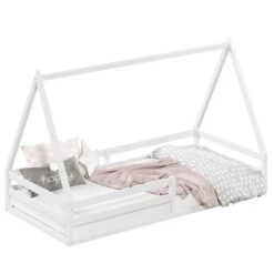 Hausbett SILA In 90 X 200 Aus Massiver Kiefer In Weiß -Möbelhaus 71361 2