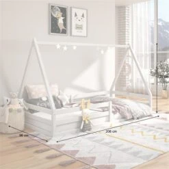 Hausbett SILA In 90 X 200 Aus Massiver Kiefer In Weiß -Möbelhaus 71361 AC2