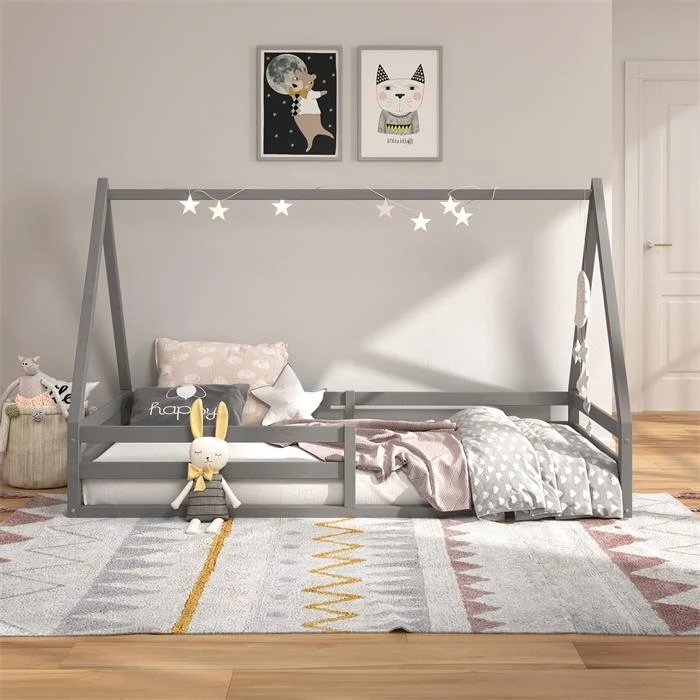 Hausbett SILA In 90 X 200 Aus Massiver Kiefer In Grau 5 Hausbett SILA In 90 X 200 Aus Massiver Kiefer In Grau – Bild 3