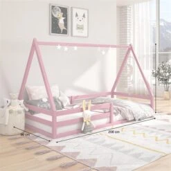 Hausbett SILA In 90 X 200 Aus Massiver Kiefer In Rosa -Möbelhaus 71363 AC2