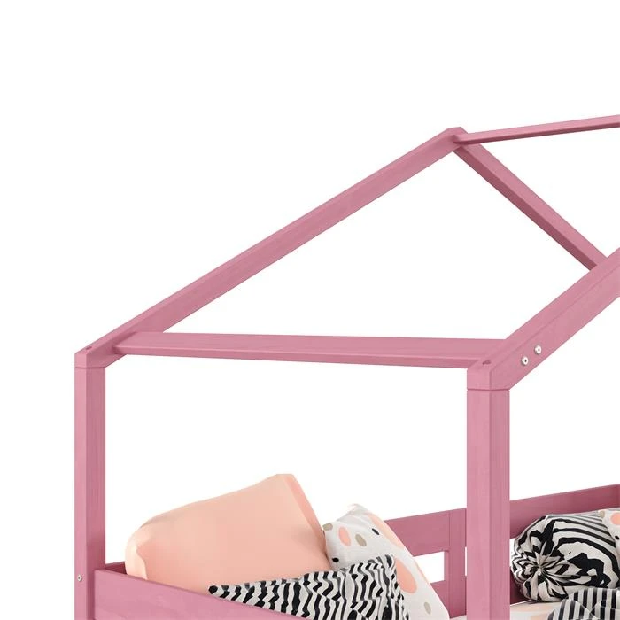 Hausbett ENA 90 X 200 Cm Mit Rausfallschutz Und Zwei Schubladen In Rosa 6 Hausbett ENA 90 X 200 Cm Mit Rausfallschutz Und Zwei Schubladen In Rosa – Bild 4