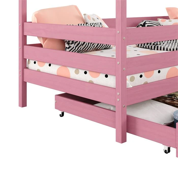Hausbett ENA 90 X 200 Cm Mit Rausfallschutz Und Zwei Schubladen In Rosa 7 Hausbett ENA 90 X 200 Cm Mit Rausfallschutz Und Zwei Schubladen In Rosa – Bild 5