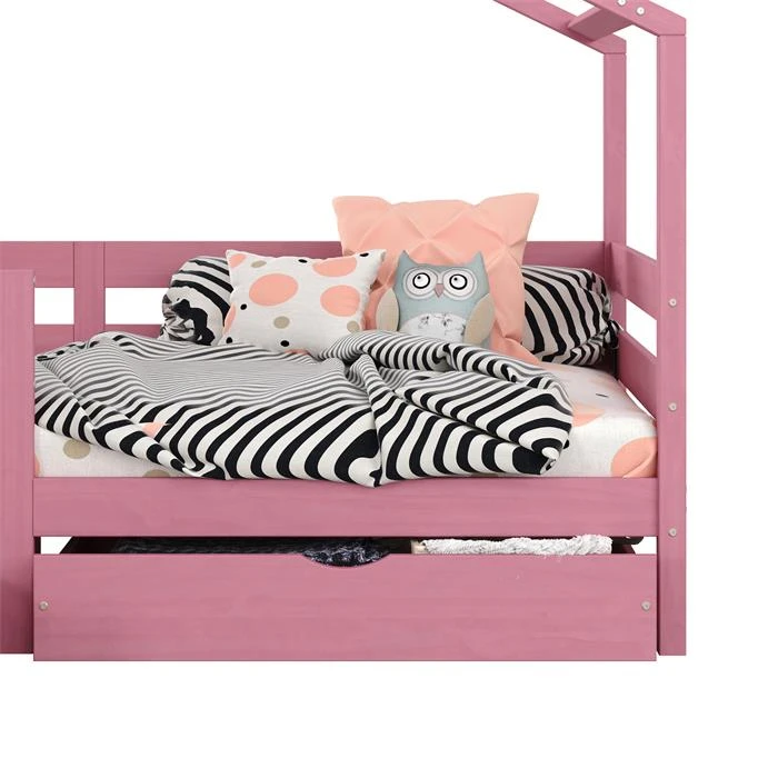 Hausbett ENA 90 X 200 Cm Mit Rausfallschutz Und Zwei Schubladen In Rosa 8 Hausbett ENA 90 X 200 Cm Mit Rausfallschutz Und Zwei Schubladen In Rosa – Bild 6