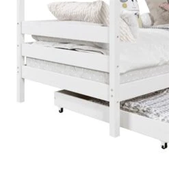 Hausbett CLIA In 90 X 200 Cm Aus Massiver Kiefer Mit 2 Schubladen In Weiß -Möbelhaus 71391 4