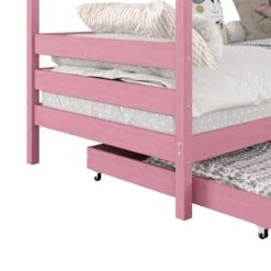 Hausbett CLIA In 90 X 200 Cm Aus Massiver Kiefer Mit 2 Schubladen In Rosa -Möbelhaus 71393 4