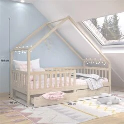 Hausbett ALVA In 90 X 200 Cm Aus Massiver Kiefer Mit Schubladen In Natur -Möbelhaus 71400 AC2