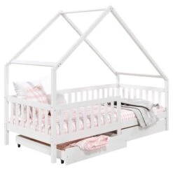 Hausbett ALVA In 90 X 200 Cm Aus Massiver Kiefer Mit Schubladen In Weiß