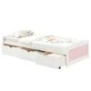 Bett Mit Stauraum MIA 90x200 Cm, Kiefer In Weiß/rosa