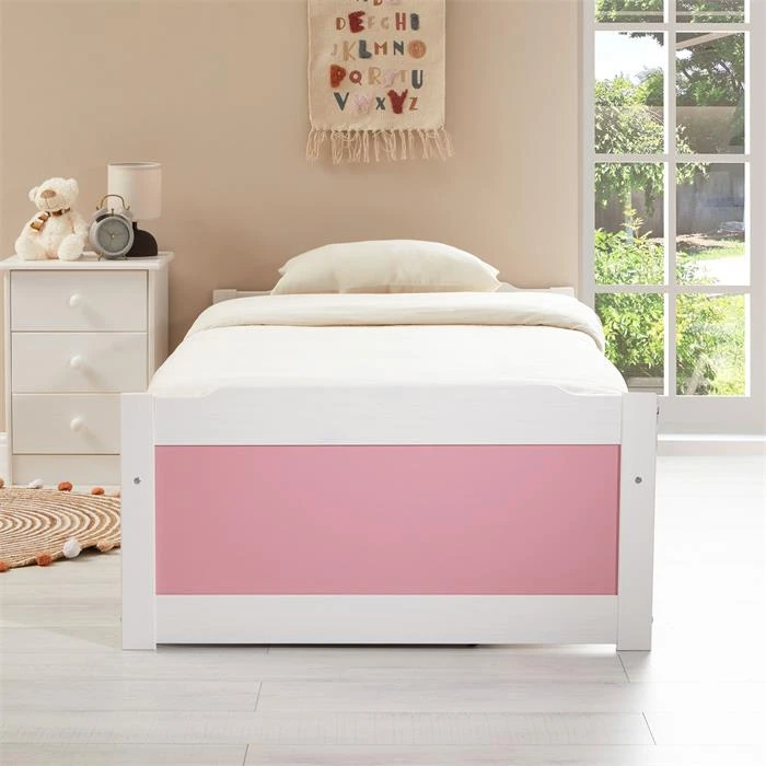 Bett Mit Stauraum MIA 90x200 Cm, Kiefer In Weiß/rosa 7 Bett Mit Stauraum MIA 90x200 Cm, Kiefer In Weiß/rosa – Bild 5