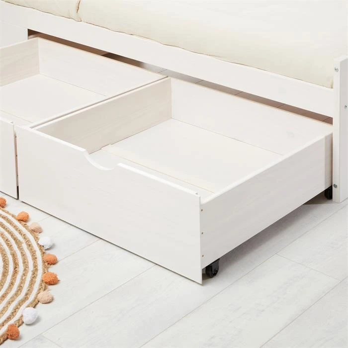 Bett Mit Stauraum MIA 90x200 Cm, Kiefer In Weiß/rosa 5 Bett Mit Stauraum MIA 90x200 Cm, Kiefer In Weiß/rosa – Bild 3