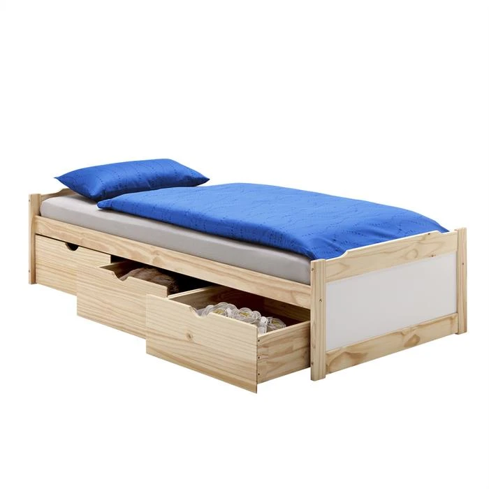 Bett Mit Stauraum MIA 90x200 Cm, Kiefer Natur 3 Bett Mit Stauraum MIA 90x200 Cm, Kiefer Natur