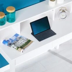 Sekretär LENNOX Mit 3 Nischen Und 2 Schubladen In Weiß -Möbelhaus 7200 AC3