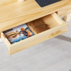 Sekretär LENNOX Mit 3 Nischen Und 2 Schubladen In Natur -Möbelhaus 7201 AC4