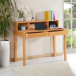 Schreibtisch LENNOX Mit 3 Nischen Und 2 Schubladen In Braun -Möbelhaus 7202 AC2