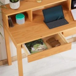 Schreibtisch LENNOX Mit 3 Nischen Und 2 Schubladen In Braun -Möbelhaus 7202 AC3