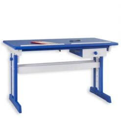 Kinderschreibtisch FLEXI Höhenverstellbar In Weiß/blau -Möbelhaus 7224 2