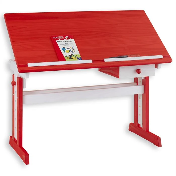 Kinderschreibtisch Weiß/rot FLEXI 4 Kinderschreibtisch Weiß/rot FLEXI – Bild 2