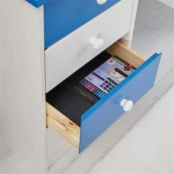 Schreibtisch ARNE Mit 4 Schubladen In Weiß/blau 13 Schreibtisch ARNE Mit 4 Schubladen In Weiß/blau -Möbelhaus 7238 AC5