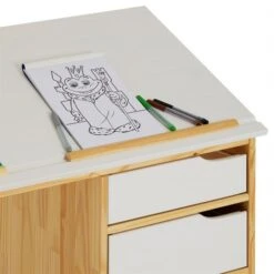 Kinderschreibtisch EMMA Aus Kiefer Massiv In Natur/weiß, Neigungsverstellbar -Möbelhaus 7242 3