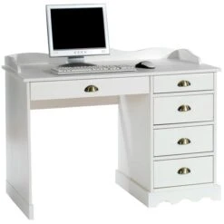 Schreibtisch COLETTE Mit Aufsatz In Weiß