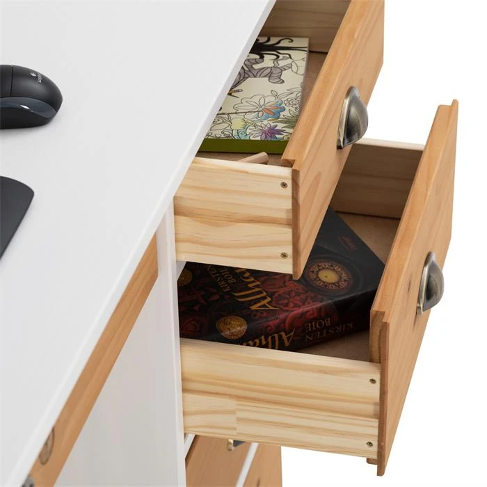 Schreibtisch COLETTE Mit Aufsatz Weiß/braun 6 Schreibtisch COLETTE Mit Aufsatz Weiß/braun – Bild 4