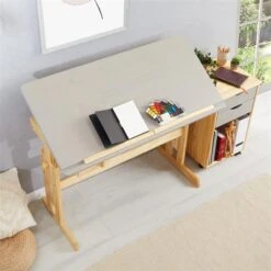 Kinderschreibtisch FLEXI Höhenverstellbar In Natur/grau -Möbelhaus 7266 AC4