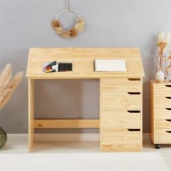 Kinderschreibtisch EMMA Aus Kiefer Massiv In Natur, Neigungsverstellbar -Möbelhaus 7269 AC1