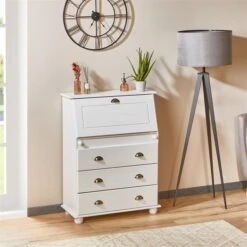 Sekretär GOMES Mit 3 Schubladen Und 2 Fächer Aus Kiefer Weiß 10 Sekretär GOMES Mit 3 Schubladen Und 2 Fächer Aus Kiefer Weiß -Möbelhaus 7270 AC2