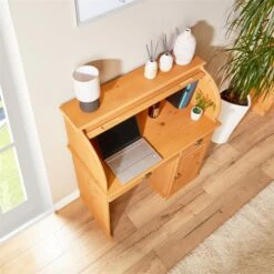 Sekretär TOM Mit 2 Schubladen, Rollladen Und 1 Tür Aus Massiver Kiefer Gebeizt -Möbelhaus 7276 AC5