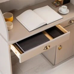 Sekretär TOM Mit 2 Schubladen, Rollladen Und 1 Tür Aus Massiver Kiefer In Grau -Möbelhaus 7277 AC5