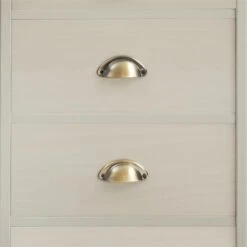 Schreibtisch LANA Aus Kiefer In Grau Mit 5 Schubladen Und Muschelgriffen -Möbelhaus 7280 AC6