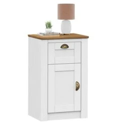 Nachttisch BOLTON Mit 1 Schublade, Kiefer In Weiß/braun