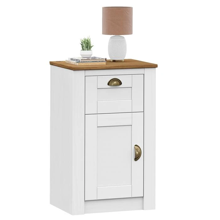 Nachttisch BOLTON Mit 1 Schublade, Kiefer In Weiß/braun 3 Nachttisch BOLTON Mit 1 Schublade, Kiefer In Weiß/braun