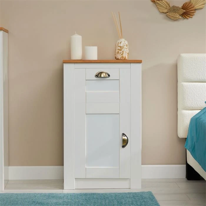 Nachttisch BOLTON Mit 1 Schublade, Kiefer In Weiß/braun 4 Nachttisch BOLTON Mit 1 Schublade, Kiefer In Weiß/braun – Bild 2