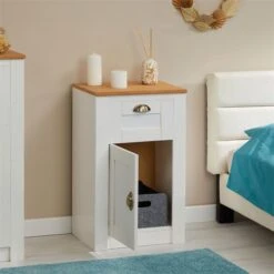 Nachttisch BOLTON Mit 1 Schublade, Kiefer In Weiß/braun 10 Nachttisch BOLTON Mit 1 Schublade, Kiefer In Weiß/braun -Möbelhaus 80165 AC2 N