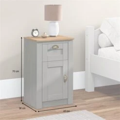 Nachttisch BOLTON Mit 1 Schublade, Kiefer In Grau/braun -Möbelhaus 80166 AC1