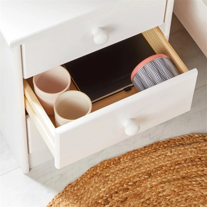 Nachttisch RONDO Mit 3 Schubladen, Kiefer In Weiß 7 Nachttisch RONDO Mit 3 Schubladen, Kiefer In Weiß – Bild 5