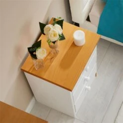 Nachttisch RONDO Mit 3 Schubladen, Kiefer In Weiß/braun -Möbelhaus 8110 AC3