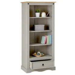 Bücherschrank TEQUILA, Kiefer Massiv Grau/braun, Mexiko -Möbelhaus 81228 2 N