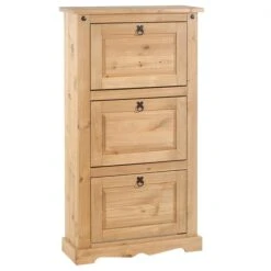 Schuhschrank TEQUILA, Kiefer Massiv, Mit 3 Klappen, Mexiko