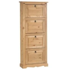 Schuhschrank TEQUILA, Kiefer Massiv, Mit 4 Klappen, Mexiko