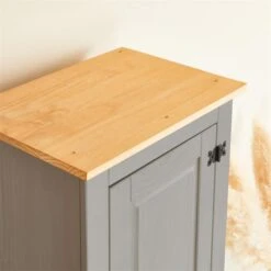 Schuhschrank TEQUILA, Kiefer Massiv Grau/braun, Mit 2 Schubladen Und 8 Fächer, Mexiko -Möbelhaus 81326 AC4