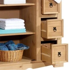 Brotschrank TEQUILA, Massiver Kiefer Gebeizt, Mexiko -Möbelhaus 81408 2 N1