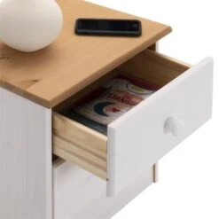 Nachttisch RONDO Aus Kiefer Mit 2 Schubladen, In Weiß/braun -Möbelhaus 8210 2