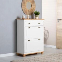 Schuhkipper COLMAR In Weiß/braun Mit 2 Klappen -Möbelhaus 8291 A0 3N